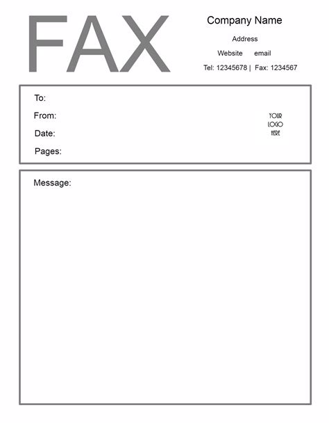 fax cover sheet template word