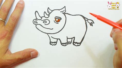 rhino drawing coloring cute  kids toddlers toddler play kids