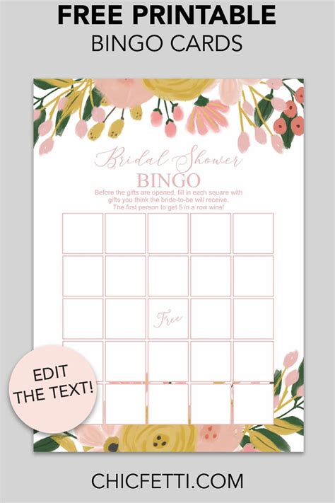 bridal bingo cards  printable cards printable bingo cards