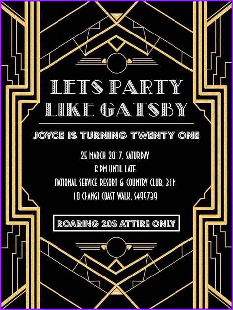 downloadable great gatsby party invitation template  templates