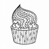 Coloring Pages Cupcakes Cakes Kids sketch template
