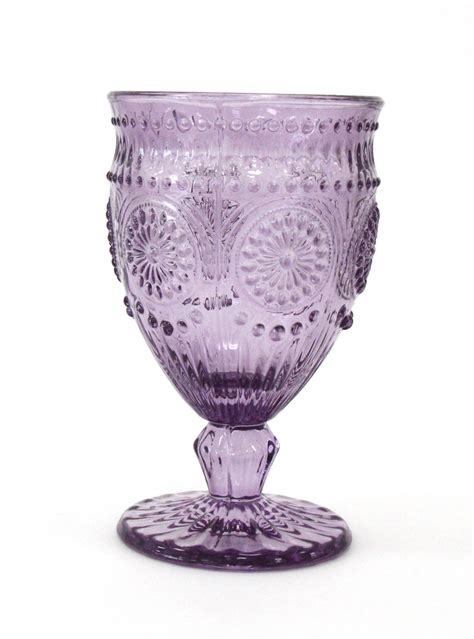 Vintage Purple Wine Water Glass Small Glassware Vintage Purple