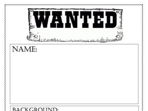 wanted poster template teaching resources