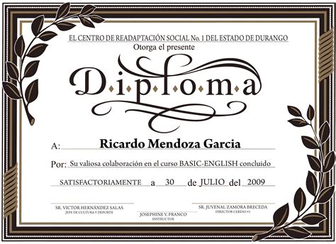 formato de diplomas de honor