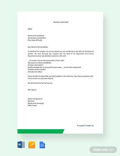 negotiation letter templates  google docs word pages