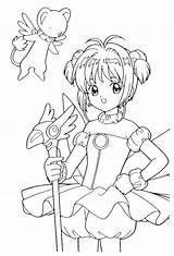 Sakura Coloring Pages Card Cardcaptor Captor Cardcaptors Cartoons Anime Fairy Printable Kids Fun Pretty Da Sheets Votes Coloringpagebook Library Clipart sketch template