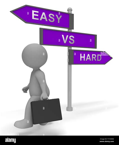 easy  hard signpost portrays choice  simple  difficult  guide