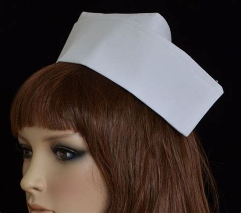 vintage style fabric nurse hat white nurse cap  buttons etsy
