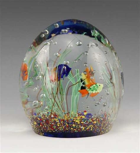 Mid Century Murano Aquarium Paperweight Art Glass