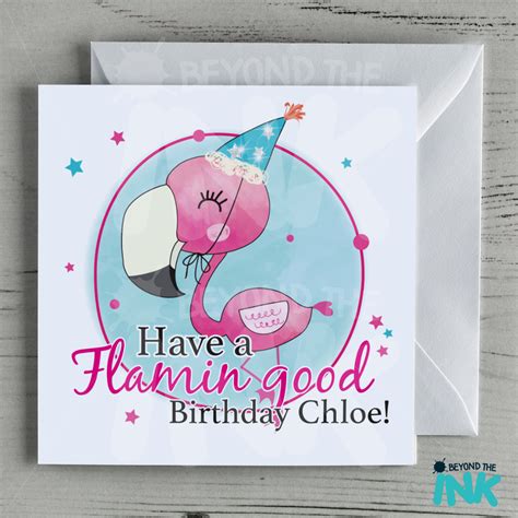 personalised flamingo birthday card have a flamingood birthday