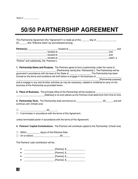 partnership agreement template   word