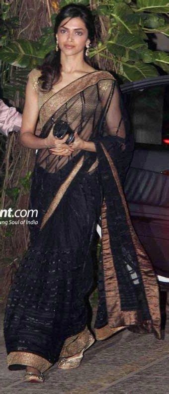 deepika padukone in black net saree and blouse deepika
