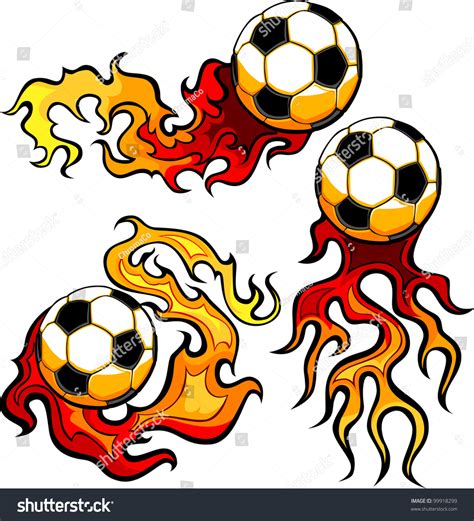 Flaming Soccer Ball Vector Burning Fire Stock Vector Royalty Free
