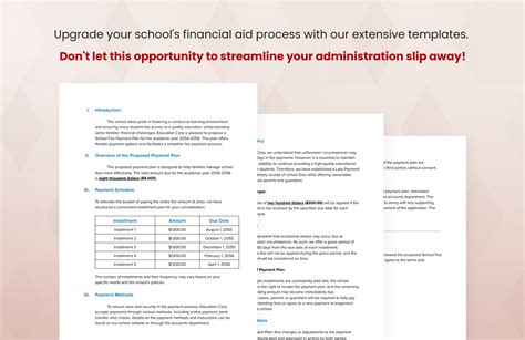 school fee payment plan proposal template  word  google docs