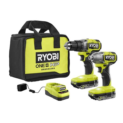 Ryobi 18v One Hp Brushless Cordless Drill Driver And Impact Kit With 2
