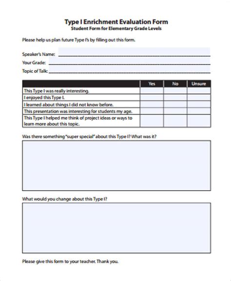 student evaluation form editable forms riset