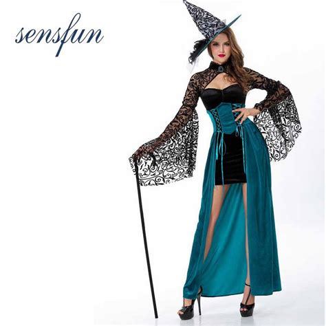 sensfun sexy vampire witch costume grim reaper women long dress scary
