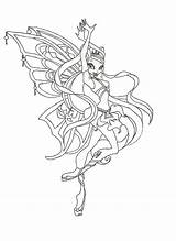 Winx Stella Enchantix Coloriages Tecna Sitik Oren Buntute Rodo sketch template