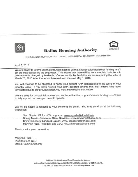 section  housing letter tim herriage
