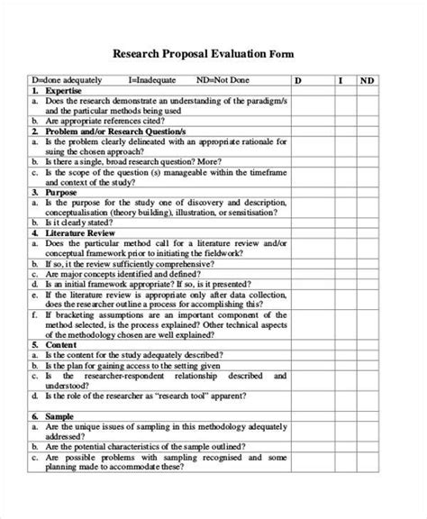 proposal evaluation forms   ms word