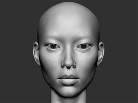 realistic female asian head 3d model character art 3d model