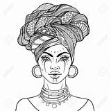 African Girl Woman American Vector Illustration Tattoo Coloring Tattoos Drawing Pretty Glossy Pages Lips Women Turban Drawings Great Afro Dreamstime sketch template