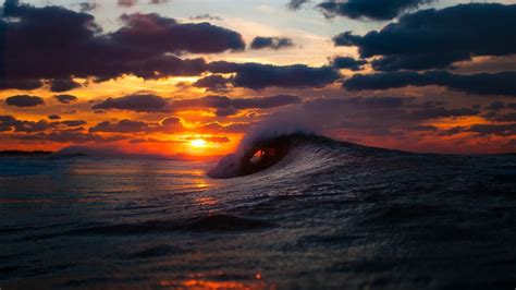 nature sun water waves sky sunset sea wallpapers hd desktop