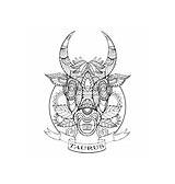 Taurus Zodiac Adults Coloring Vector Sign Book sketch template