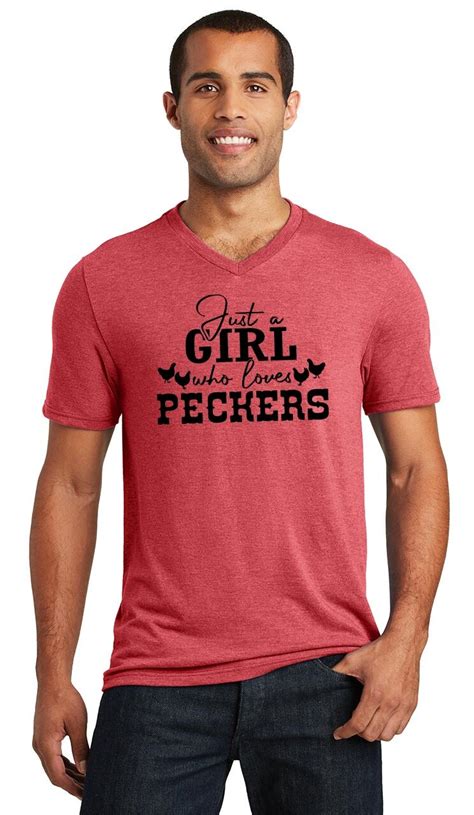 mens just a girl who loves peckers triblend v neck chicken farm ranch
