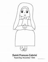 Cabrini Frances Coloring Saint Sheet Kids January sketch template