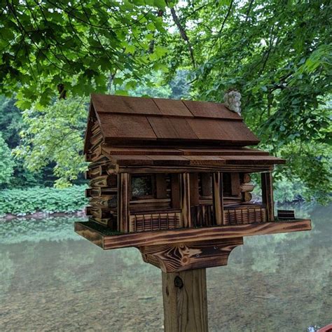 log cabin bird feeder yard  garden decor amish  etsy bird houses bird house
