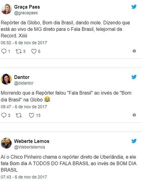 ao vivo repórter da globo confunde bom dia brasil pelo fala brasil da record tv