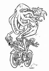 Cthulhu Coloring Dope Pages Adult Lovecraft Bicycle Hp Sketch Drawings Color sketch template
