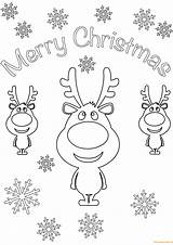 Christmas Merry Coloring Pages Card Cards Reindeer Cartoon Color Printable Kids Holidays Print sketch template