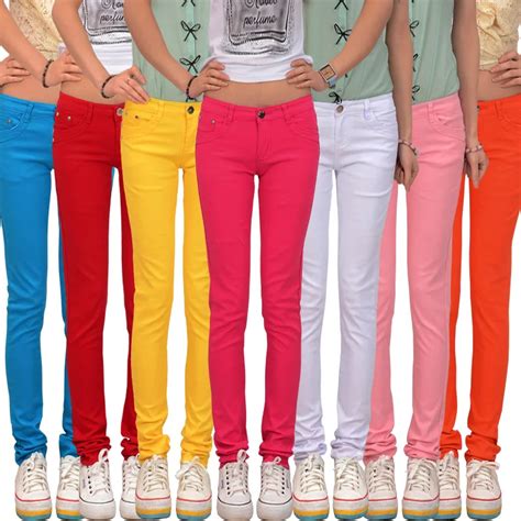 2017 spring women s candy colored pencil pants 100 cotton elastic slim