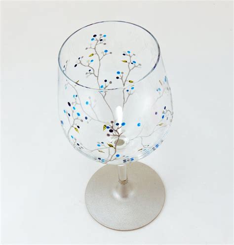 Custom Hand Painted Wine Glasses Silver 25th Anniversary Etsy