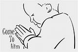 Kneeling Praying Coloring Child Jing Fm sketch template