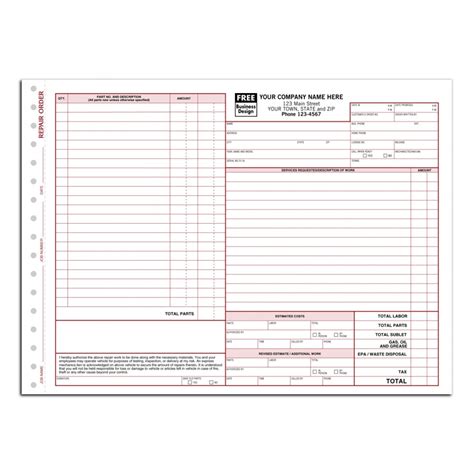 auto repair order forms