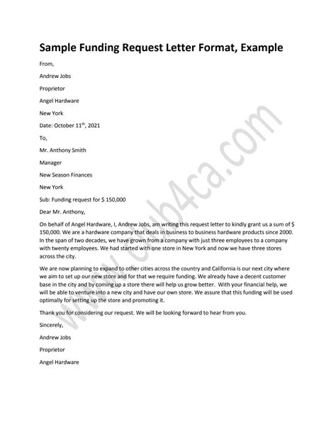 request letter template  funding format sample  vrogueco