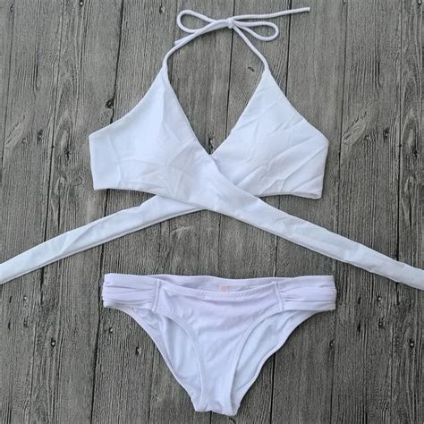 women white triangle bikini brazilian bandage swimwear 2018 new