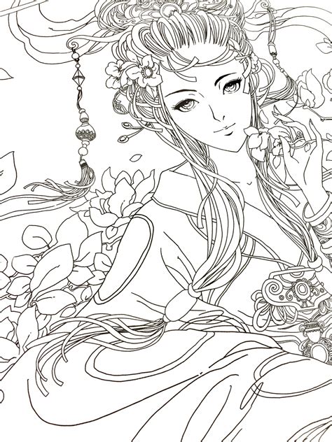 coloring pages tremendous anime coloring book  pages girl