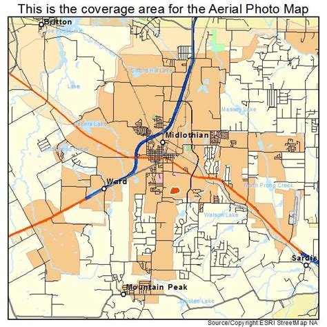 aerial photography map  midlothian tx texas