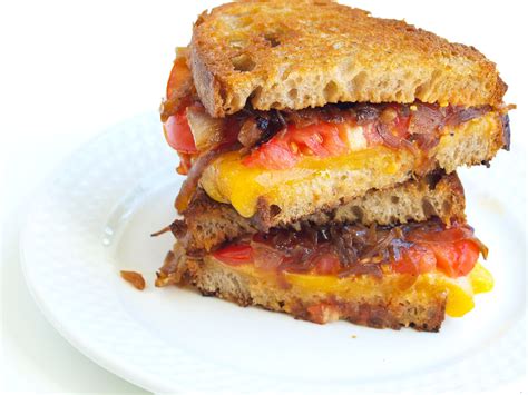 ultimate grilled cheese sandwich  caramelized onions  tomato happy healthy mama