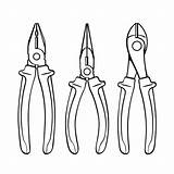 Pliers Nose Needle Set Illustrations Vector Clip Icons Stock Isolated Background sketch template