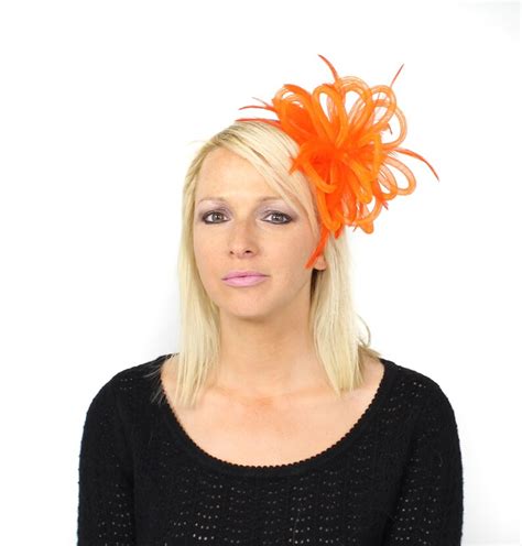 Bright Orange Mini Crin Fascinator Hat For Weddings Races Etsy