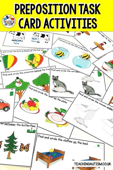 prepositions task cards speech  language therapy preposition