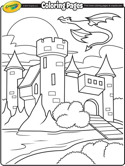 castle  dragon flying  coloring page crayolacom