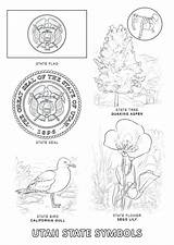 Coloring State Pages California Symbols Utah Getdrawings Getcolorings Usa sketch template