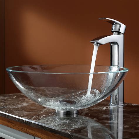 kraus crystal clear glass vessel sink  visio faucet reviews wayfair