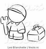 Coloring Tool Box Vector Contractor Outlined Person His Handyman Royalty Stock sketch template